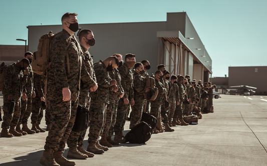 A group of American soldiers stand in formation during Basic Combat Training