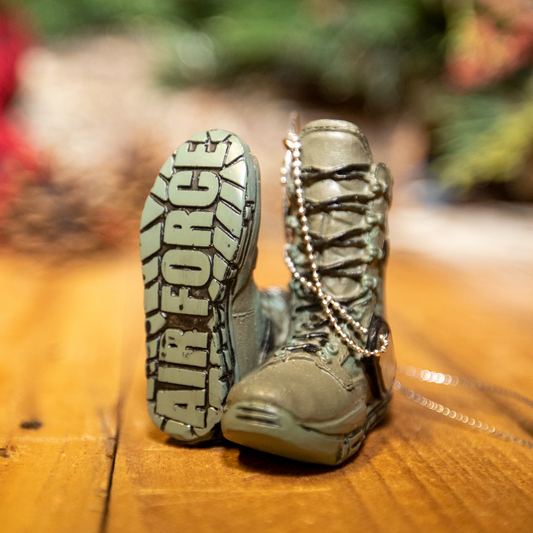 Military Boots Ceramic Christmas Ornaments