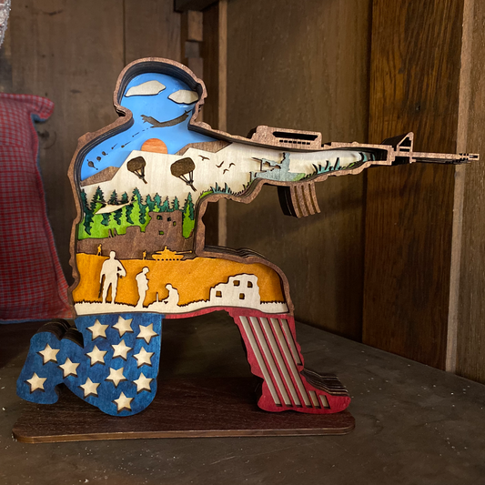 Hand Painted Stacked Soldier Scene